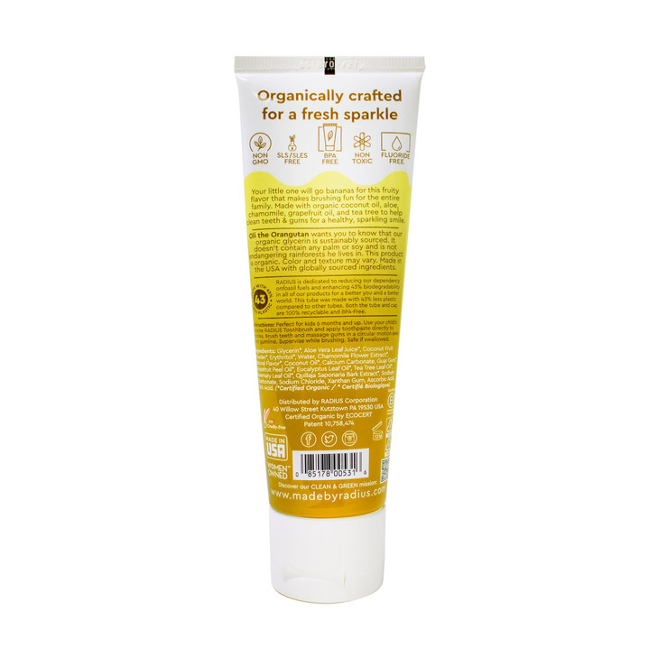 RADIUS USDA Organic Kids Toothpaste 3oz Non Toxic ChemicalFree GlutenFree Designed to Improve Gum Health for Childrens 6