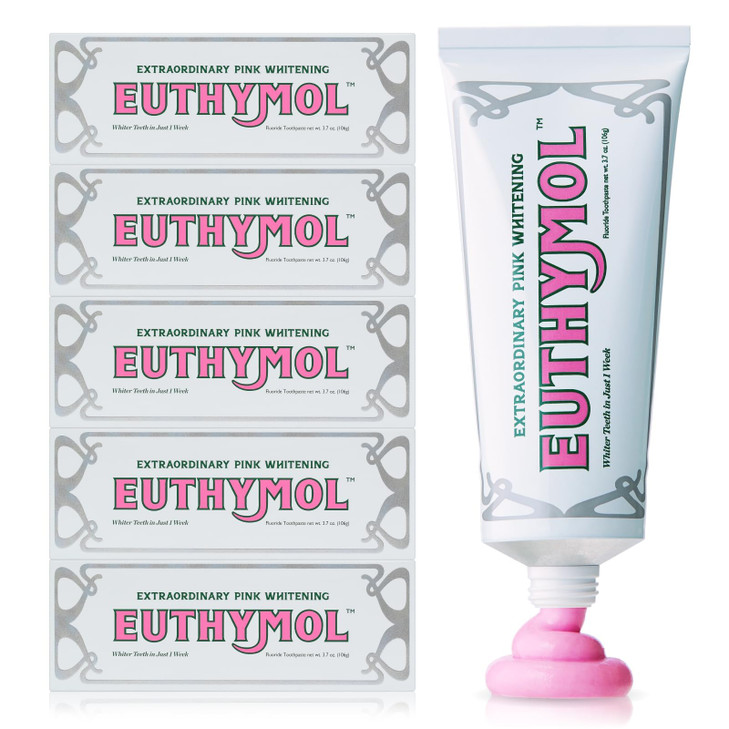 EUTHYMOL Whitening Toothpaste 37fl oz5 Pack of 5 Stain Removal in 2 Weeks LongLasting Freshness for Sensitive Gum Teeth