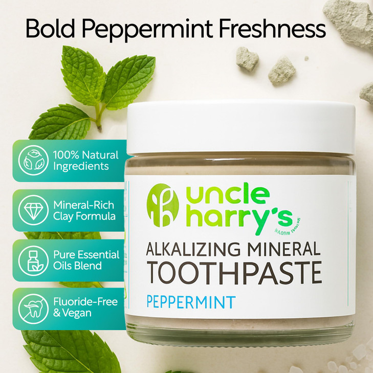 Uncle Harrys Peppermint Remineralizing Toothpaste Natural Whitening Tooth Paste Freshens Breath Promotes Enamel Vegan Fl