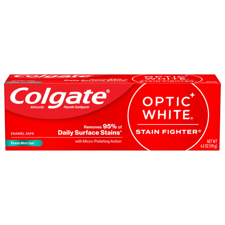 Colgate Optic White Stain Fighter Teeth Whitening Toothpaste Anticavity Fluoride Toothpaste for Whitening Teeth Helps Re