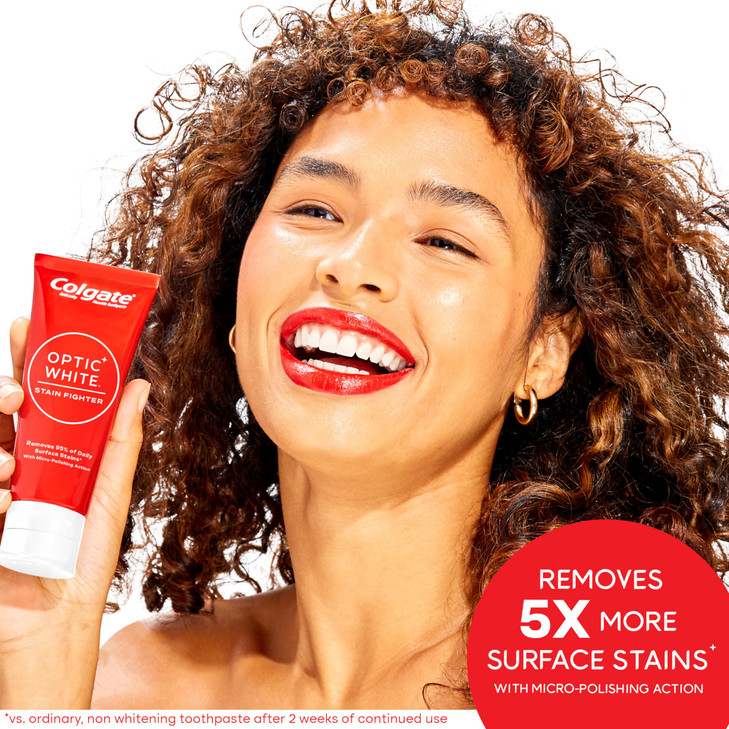 Colgate Optic White Stain Fighter Teeth Whitening Toothpaste Anticavity Fluoride Toothpaste for Whitening Teeth Helps Re