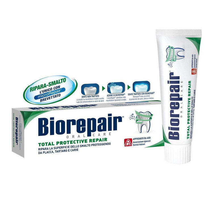 BiorepairTotal Protective Repair Toothpaste with microRepair 25 Fluid Ounce 75ml Tube Italian Import