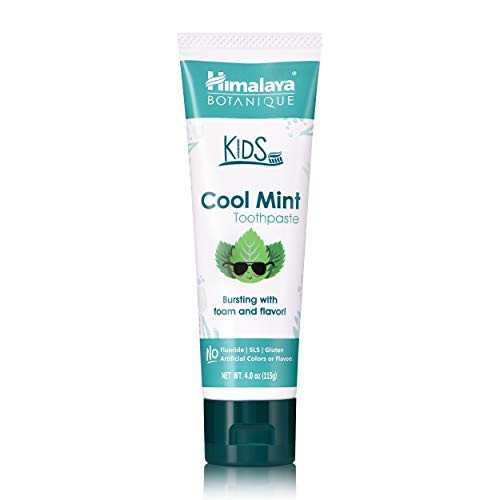 Himalaya Botanique Kids Toothpaste Cool Mint FluorideFree Gentle No Artificial Colors SLS Free Gluten Free Cruelty Free