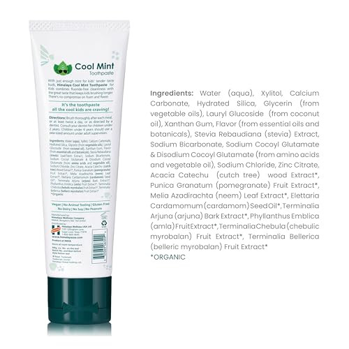 Himalaya Botanique Kids Toothpaste Cool Mint FluorideFree Gentle No Artificial Colors SLS Free Gluten Free Cruelty Free