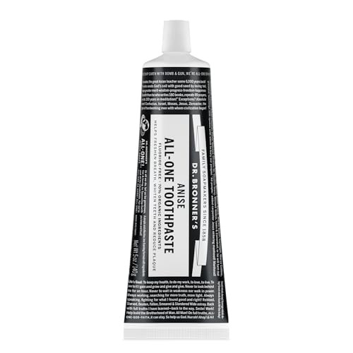 Dr Bronners AllOne Toothpaste Anise 5 Ounce 1Pack 70 Organic Ingredients Natural and Effective FluorideFree SLSFree Help