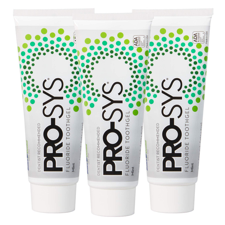 PROSYS Mint Fluoride Toothpaste Gel ADA Approved Prevents Cavities Gingivitis and Plaque Pack of 3