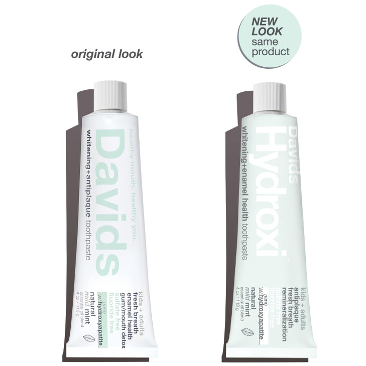 Davids Hydroxi Mild Mint Fluoride Free Nano Hydroxyapatite Toothpaste for Enamel Health Whitening Antiplaque SLS Free Ki