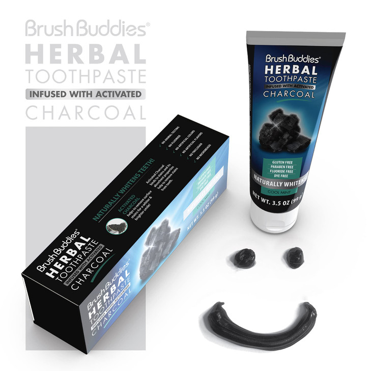 Brush Buddies Herbal Toothpaste with Activated Charcoal Whitening Toothpaste Charcoal Toothpaste for Whitening Teeth Coo
