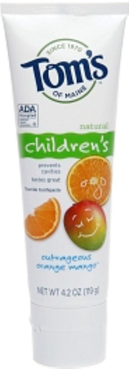Toms of Maine Childrens Natural Fluoride Toothpaste Outrageous Orange Mango 42 oz Pack of 4