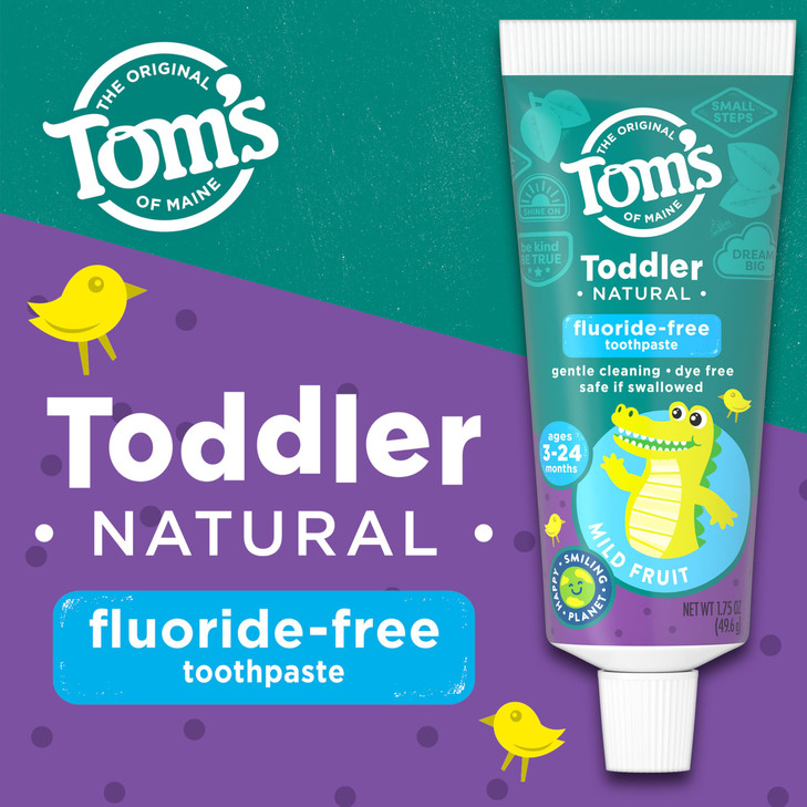 Toms of Maine FluorideFree Toddler Training Toothpaste Mild Fruit 175 oz 3Pack Packaging May Vary