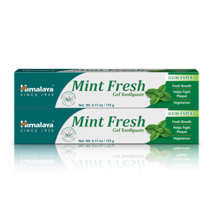 Himalaya Mint Fresh Gel Toothpaste Fluoride Free to Reduce Plaque Brighten Teeth 617 oz 2 Pack