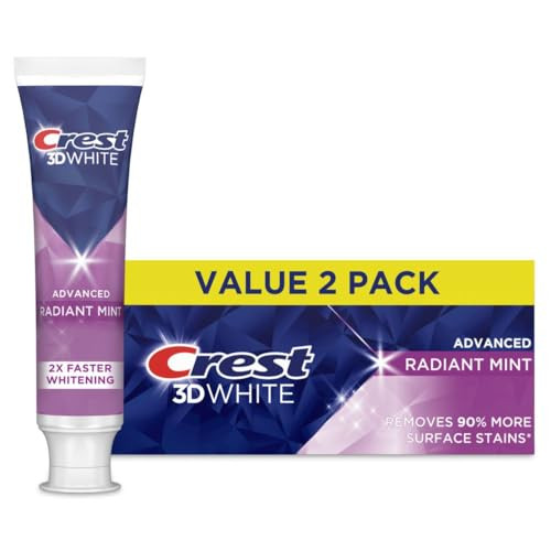 Crest 3D White Advanced Teeth Whitening Toothpaste Radiant Mint 33 oz Pack of 2