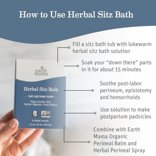 Earth Mama Herbal Sitz Bath Pregnancy Postpartum Essentials Soothing Sitz Bath for Hemorrhoids with Witch Hazel Calendul