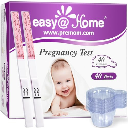 EasyHome 40 Pregnancy Test Strips with 40 Urine Cups Accurate Early Detection Sensitive Fast Clear Results Designed for
