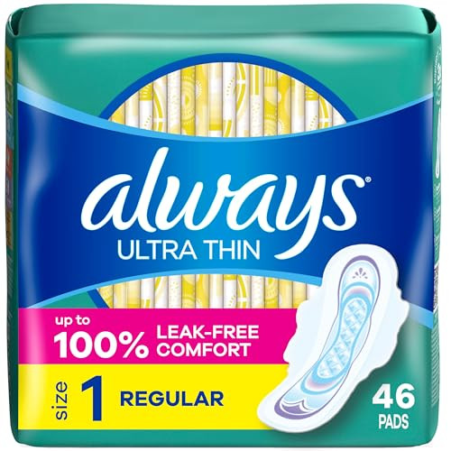 Always Ultra Thin Pads with Wings Size 1 Regular 46 Count