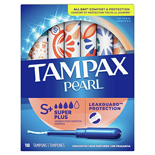 Tampax Pearl Tampons with Plastic Applicator Super Plus Absorbency Unscented 18 Count