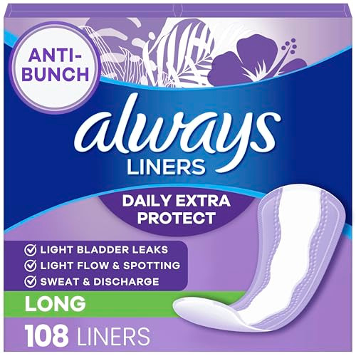 Always Daily Extra Protect Liners Long Length Unscented Panty Liners 108 Count