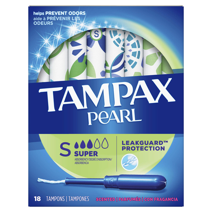 Tampax Pearl Plastic Tampons Super Absorbency Scented 18 Count
