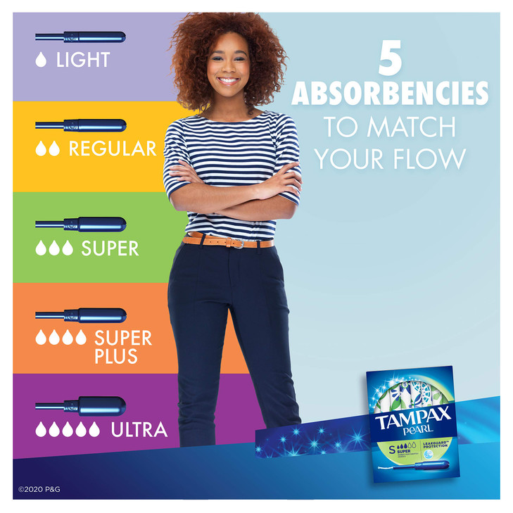 Tampax Pearl Plastic Tampons Super Absorbency Scented 18 Count