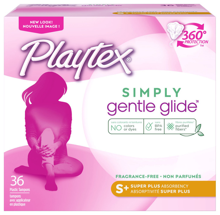 Playtex Simply Gentle Glide Tampons Super Plus Absorbency FragranceFree 36ct