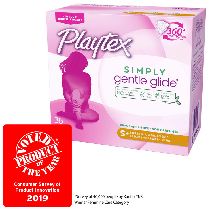 Playtex Simply Gentle Glide Tampons Super Plus Absorbency FragranceFree 36ct