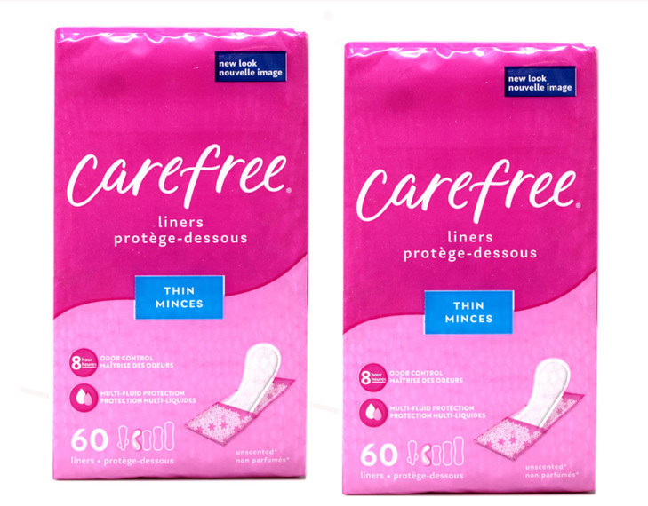 Carefree Body Shape Thin Unscented 60 Count Pack of 2