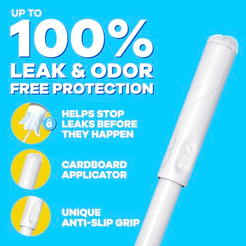 Tampax Cardboard Tampons for Women Super Absorbency AntiSlip Grip LeakGuard Skirt Unscented 40 Count