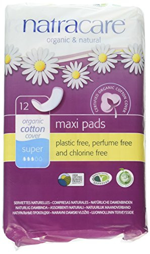 Natracare Maxi Pads Super with Organic Cotton Cover 12 ea Pack of 2