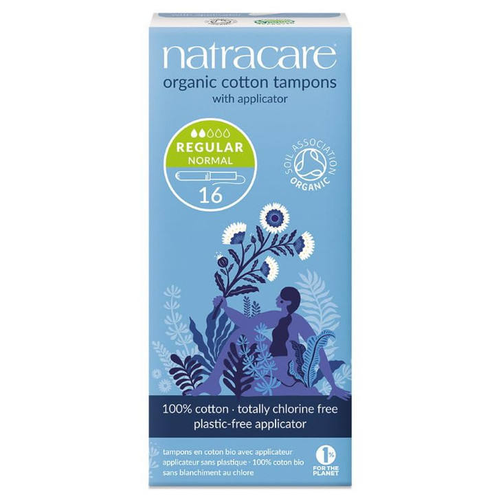 NATRACARE Organic Regular Tampons with Applicator 16 Count Pack of 3
