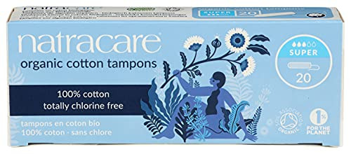 Natracare NonApplicator 100 Organic Cotton Tampons Super Totally Chlorine Free Biodegradable and Compostable 12 Pack 240