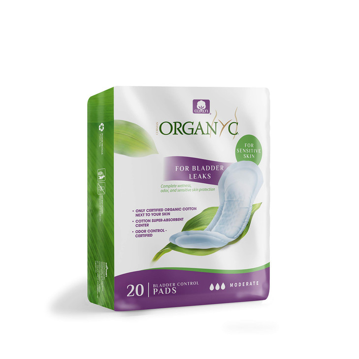 Organyc 100 Organic Cotton Inside and Out Incontinence Pads for Bladder Leaks Certified Odor Control FSAHSA Eligible Mod