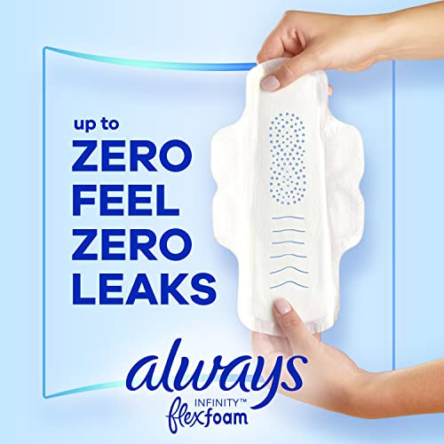 Always Infinity Feminine Pads for Women Size 3 Extra Heavy Flow with Wings Unscented 28 CT