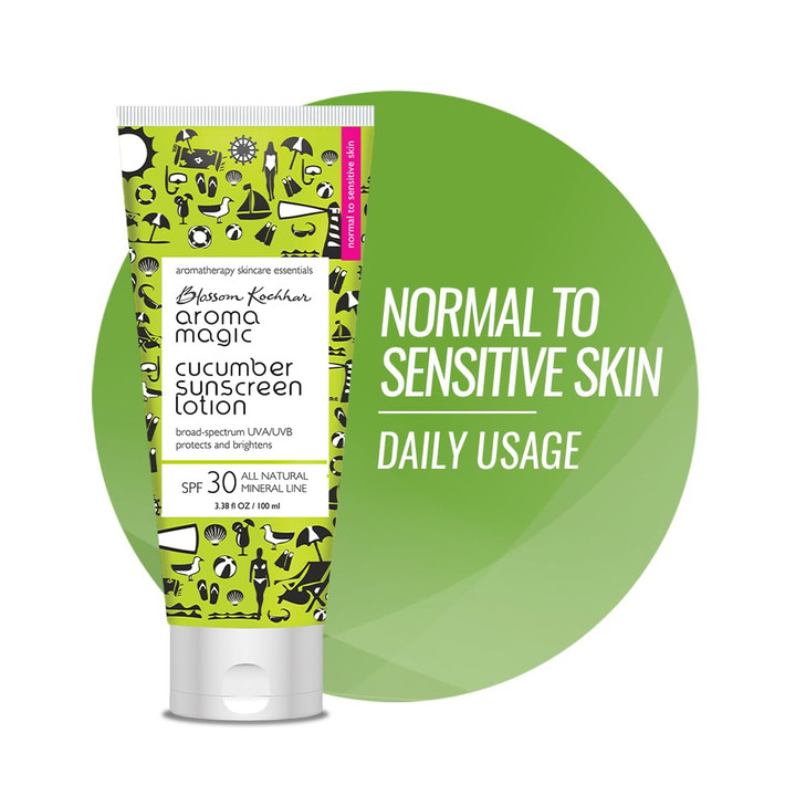 Aroma Magic Cucumber Sunscreen Lotion with SPF 30 NonNano Zinc Oxide Mineral Sunblock Broad Spectrum UVAUVB Sun Protecti