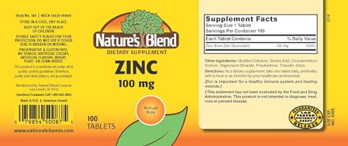 Nature's Blend Zinc Gluconate 100 mg, 100 Tablets online at globaldelivered