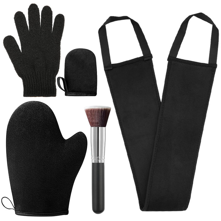 ANSPHIE 2 Pack Self Tanning Mitt Applicator Kit Black Self Tanner Mitt and Tanning Back Applicator Ultra Soft