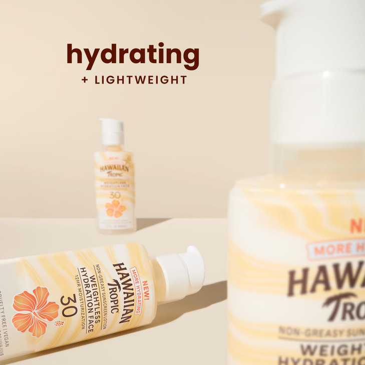 Hawaiian Tropic Weightless Hydration Lotion Sunscreen for Face SPF 30 17oz Travel Size Sunscreen Lotion Beach Essentials