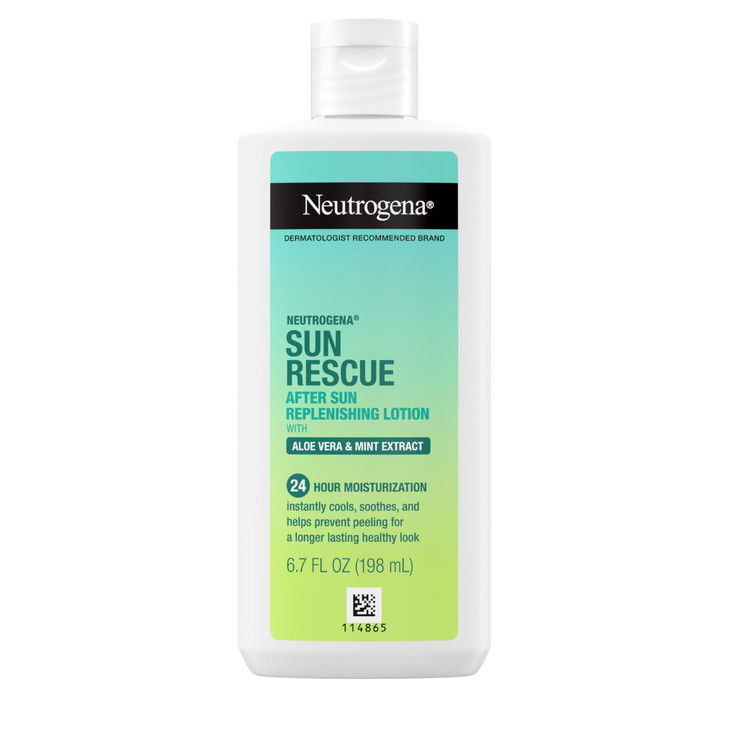 Neutrogena Sun Rescue After Sun Replenishing Lotion with Aloe Vera Mint Extract Vitamin E 24Hour Moisture for Healthy Gl