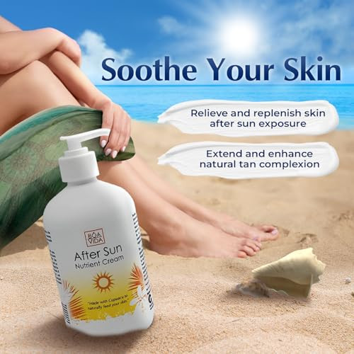 BoaVida After Sun Lotion Nutrient Body Cream and Tan Enhancer Sun Burn Recovery Cream for After Sun Exposure Made with C