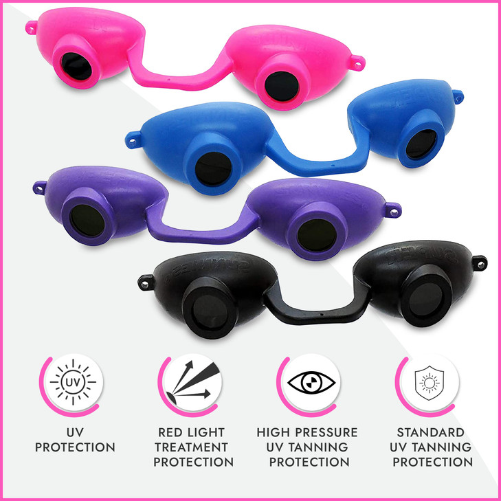 Super Sunnies EVO FLEX Tanning Bed Goggles Red Light Therapy Eye Protection UV Glasses FDA Compliant Assorted