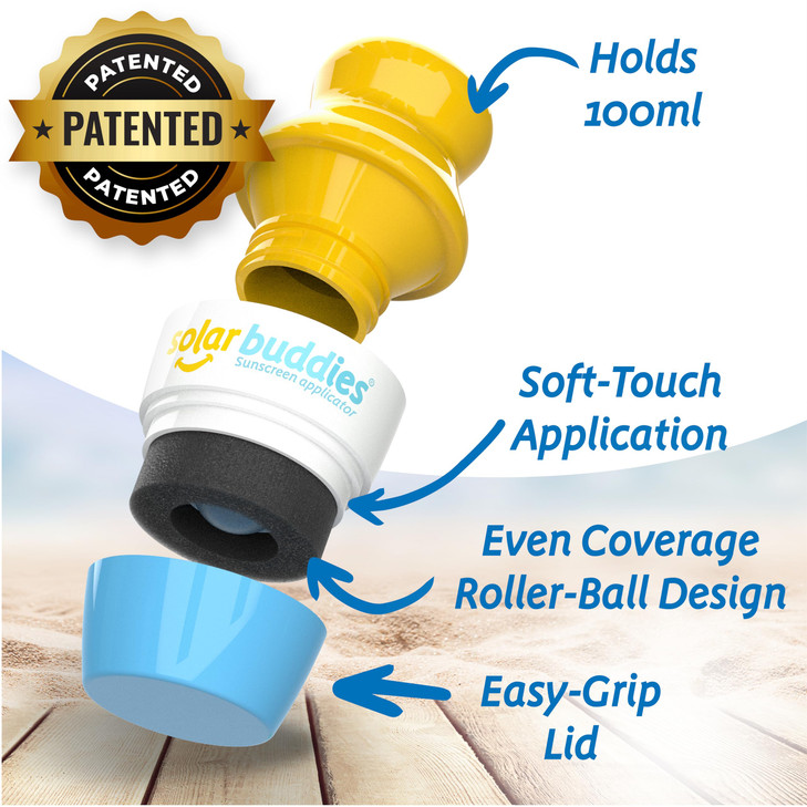 Solar Buddies Sunscreen Applicator Single Blue Refillable Roll on Sponge Sunscreen Suncream Lotion Applicator For Kids A