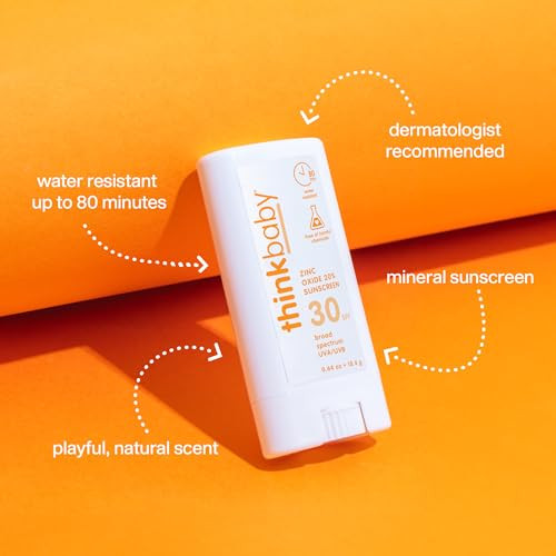 Thinkbaby SPF 30 Sunscreen Stick Safe Natural Water Resistant Sun Cream for Babies Kids Adults Mineral UVAUVB Sun Protec
