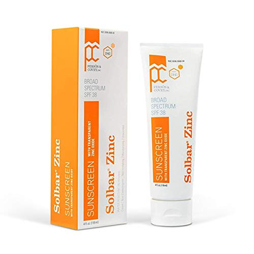 SOLBAR Sunscreen Zinc Unscented Transparent Cream SPF 38 4 oz