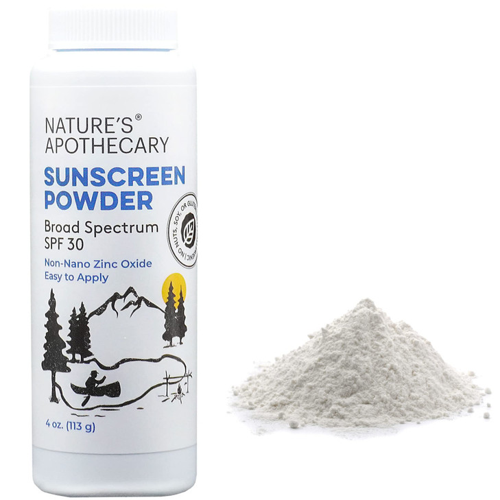 AllNatural Benzene Free Non Nano Zinc Oxide Sunscreen Powder SPF 30 Water Sweat Resistant Reef River Friendly Hypoallerg