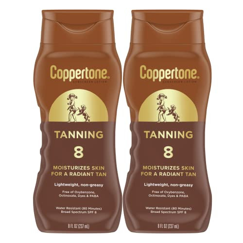 Coppertone Sunscreen Tanning Lotion SPF 8 Lightweight and Non Greasy Sunscreen Water Resistant Oxybenzone Free Sun Tan L