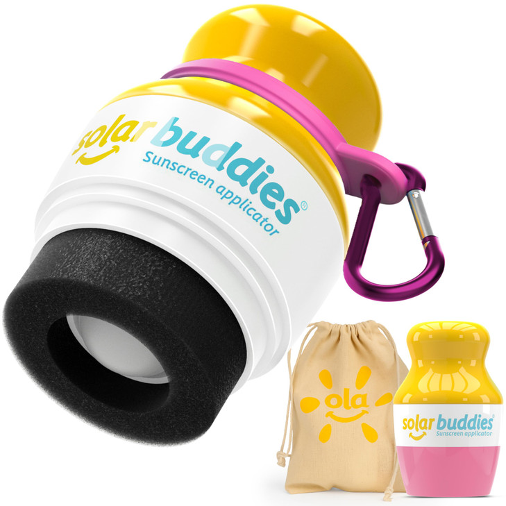 Pink Bag Bundle Solar Buddies Refillable Roll On Sunscreen Suncream Applicator Bag Bundle With Applicator Carabina Clip