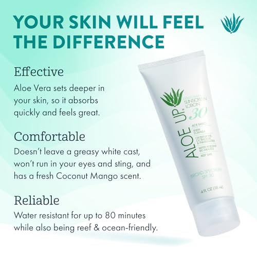 Aloe Up White Collection Sunscreen Lotion SPF 30 Broad Spectrum UVAUVB Sunblock for Face and Body With Aloe Vera Gel Alc