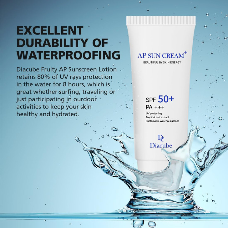 DIACUBE AP Fruity Waterproof Daily Sunscreen 203 Fl Oz SPF 50 PA Strong UV Protection Slightly Tone Up Silky SemiMatte F