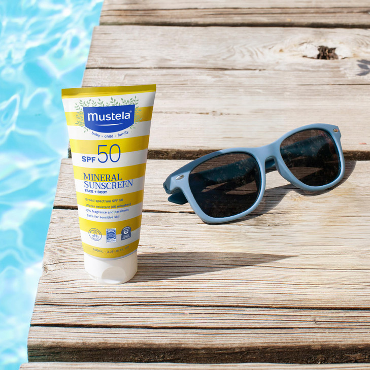 Mustela Baby Mineral Sunscreen Lotion SPF 50 Broad Spectrum Face Body Sun Lotion for Sensitive Skin Water Resistant Frag