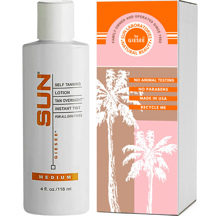 Sun Laboratories By Giesee Tan Overnight Sunless Tanning Lotion 4 oz Organic Self Tanner Long Lasting Tanning Lotion Nat