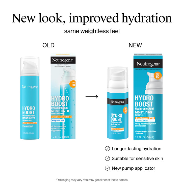 Neutrogena Hydro Boost Hyaluronic Acid Face Moisturizer with Broad Spectrum SPF 50 Sunscreen NonGreasy Fragrance Free Da